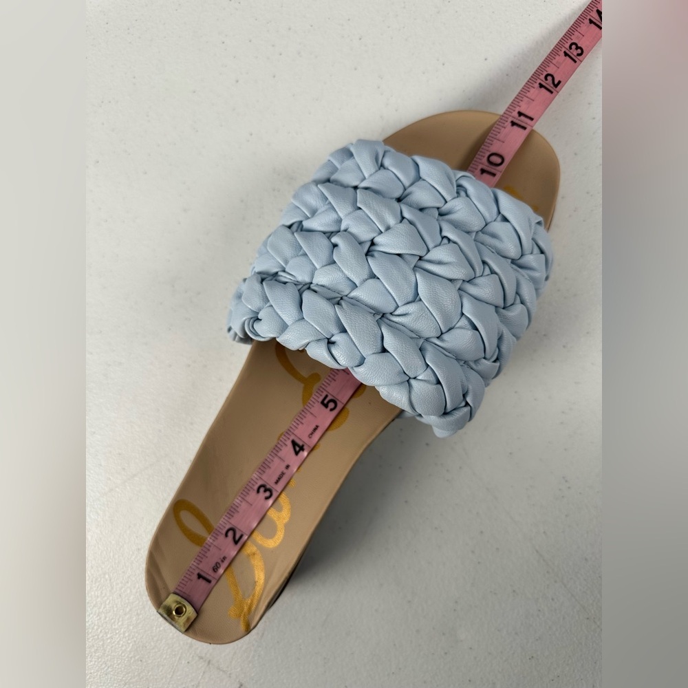 Sam Edelman Ainslie Braided Slide Sandals Sky Blue Platform Woven Slip On - Picture 10 of 13